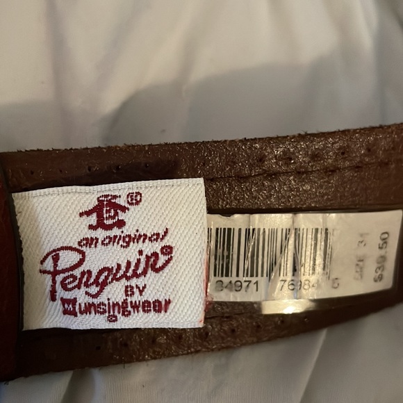 MENs Penquin leather belt brown Excellent condition NWT $35 - Picture 7 of 10